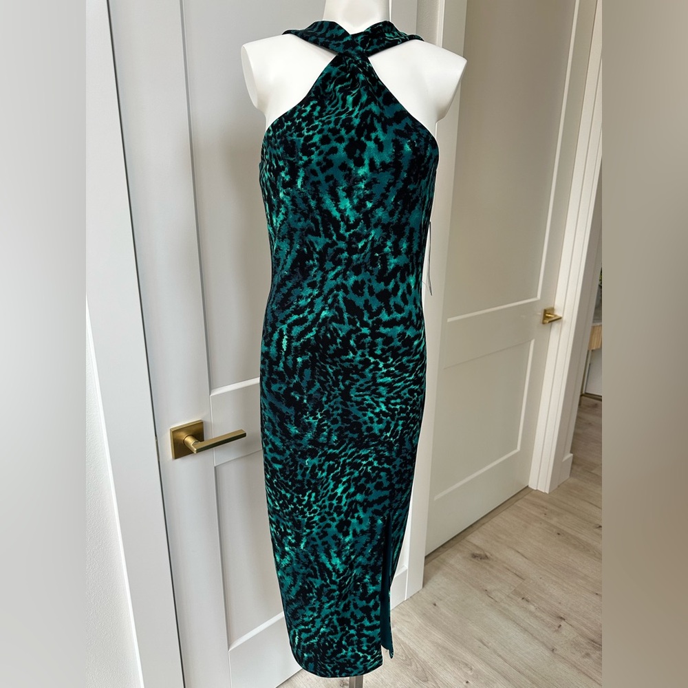 RACHEL Rachel Roy Green/Blue Leopard Dress